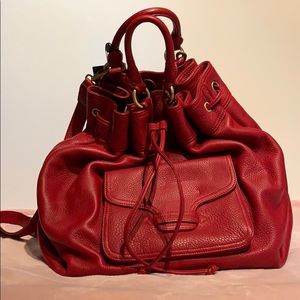 SORIAL - Red Leather Backpack + Top Handle Bag